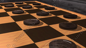 3d lwo black checker piece