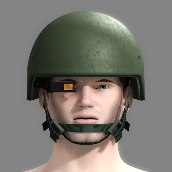 3D модель Военный / Армейский шлем + Система ночного видения ...