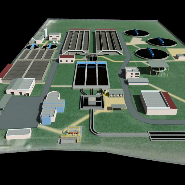 3d model industrial sewage treatment plant