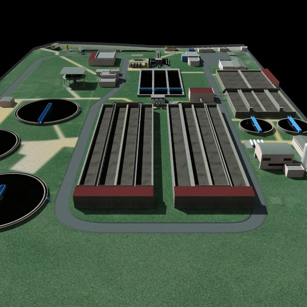 3d model industrial sewage treatment plant