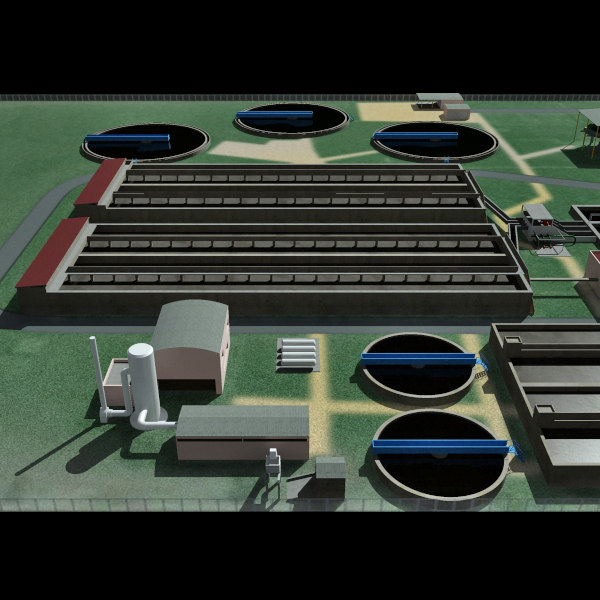 3d model industrial sewage treatment plant