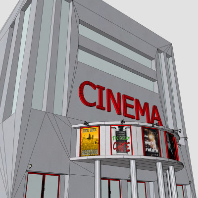 3d theater building movie model