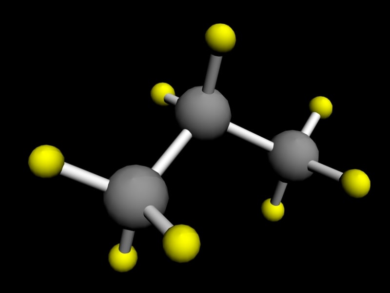 3d propane molecule model