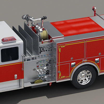 trucks commercial pumper 3d model