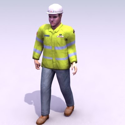 construction workman 3d max