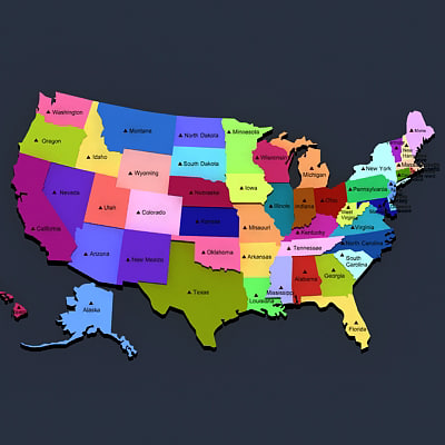3d model of political usa states