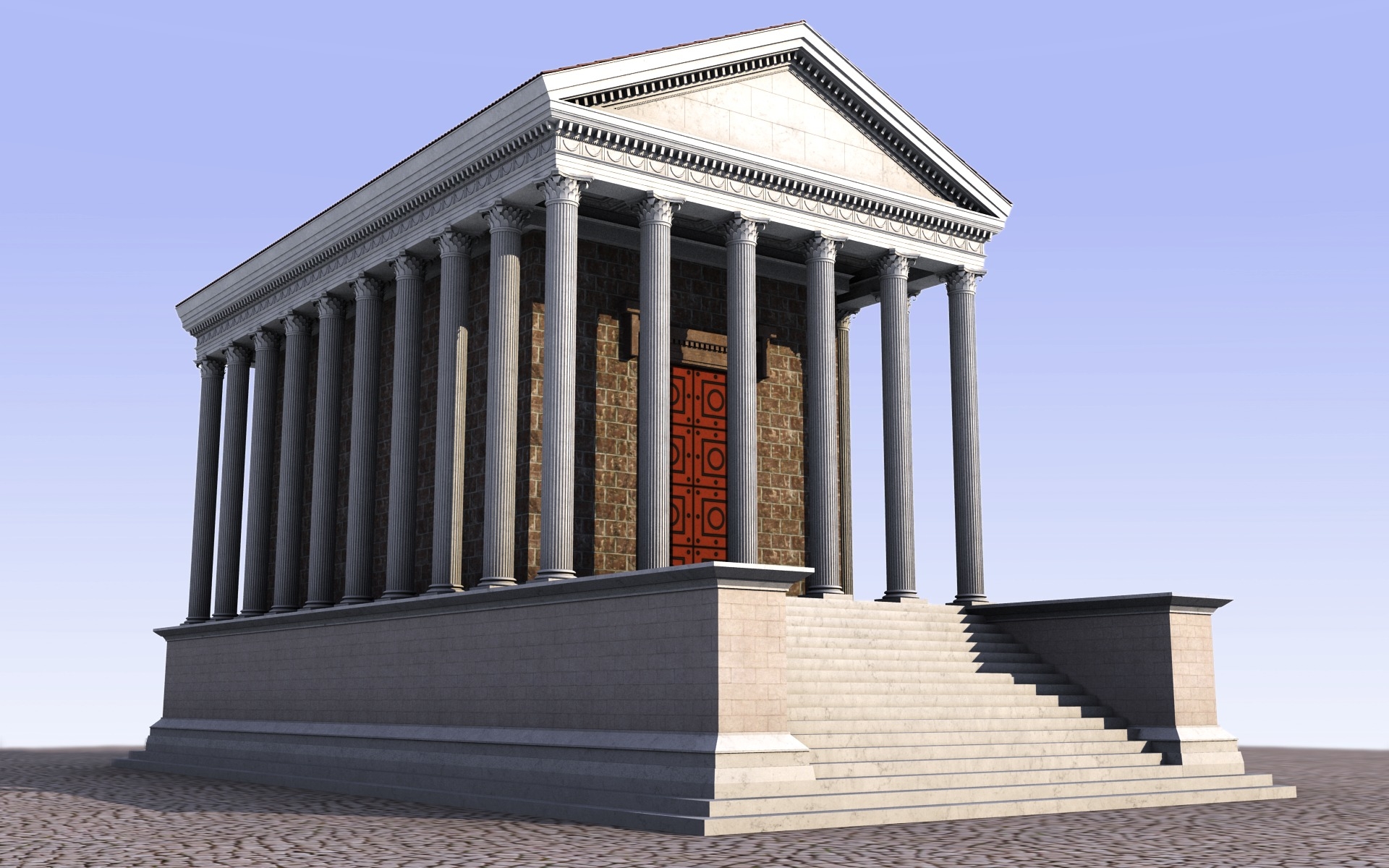 ancient roman temple obj