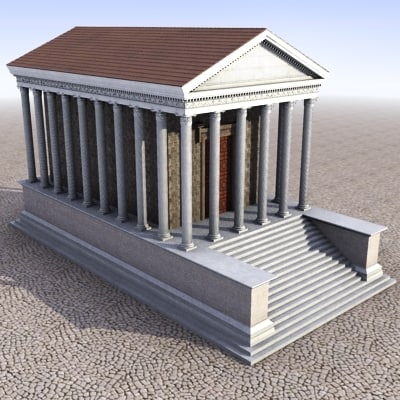 ancient roman temple obj