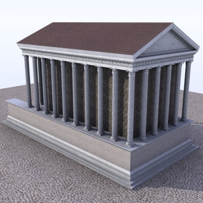 ancient roman temple obj