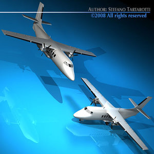 3d turboprop twin engine plane model