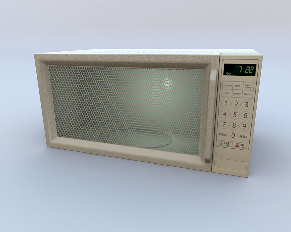 3d microwave oven door opens