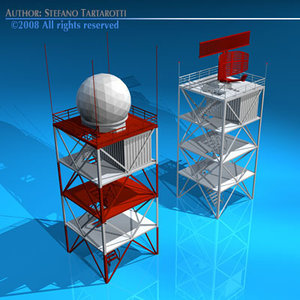 airport radar towers 3d model