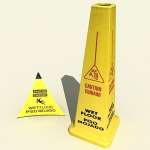 3d model wet floor cones