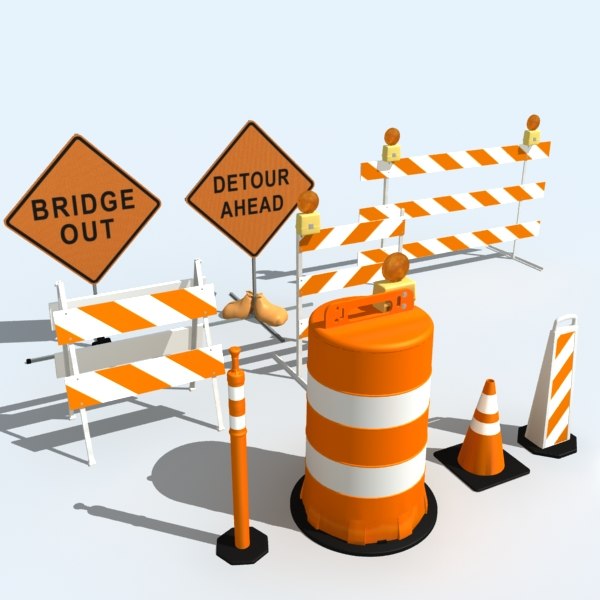 construction signs barricades 3ds