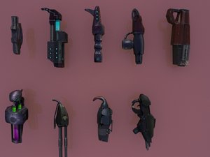 3d sci fi weapons