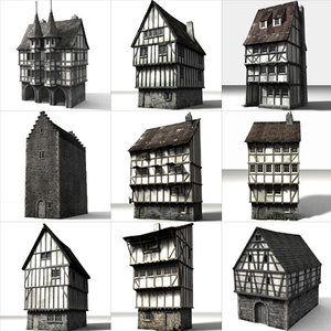 3d medieval townbuildings