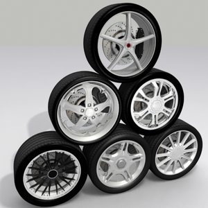 3d wheel brakes tires model