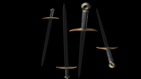 3d Model 14th Century Double Edged Sword Weapons