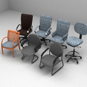 3d model set office chair