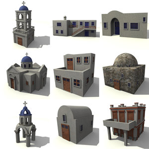 greek buildings 3d model