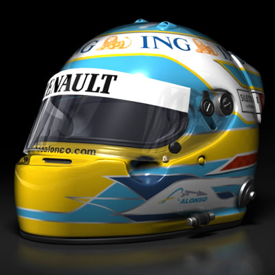 modelo 3d Fernando Alonso 2008 F1 Casco - TurboSquid 406829