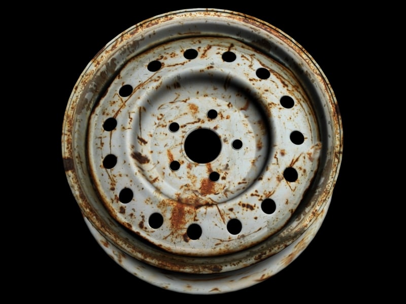 rusty steel rims set 3d model