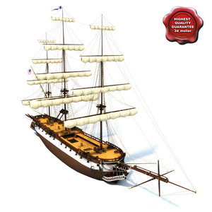 3d ship frigate modelled model