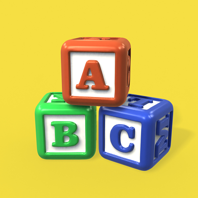 colored letter blocks 3d obj