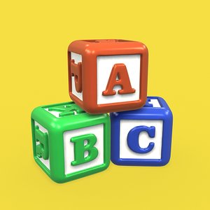 colored letter blocks 3d obj