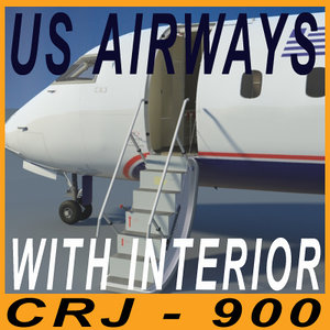 3d model crj 900 airways interior
