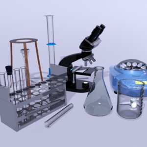 science lab equipment microscope 3d model