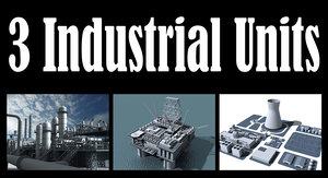 3d model 3 industrial units refinery