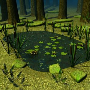 forest pond 3d max