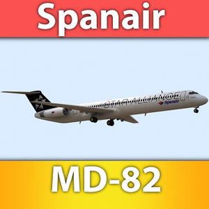 md-82 aircraft spanair 3d max