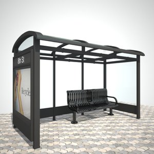 bus stop shelter street 3d ma