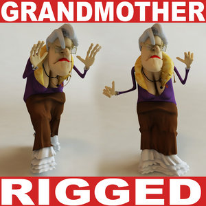 funny grandmother rigged 3d model