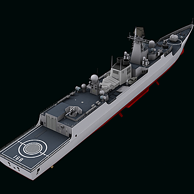 中國海軍052b型廬陽級導彈驅逐艦(低多邊形)3d模型