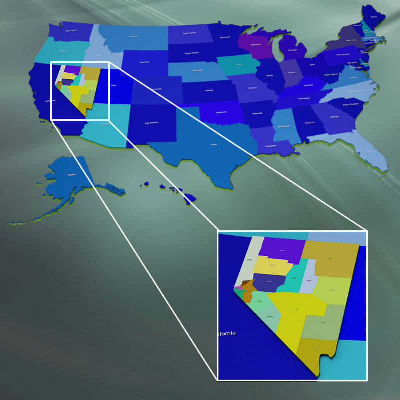 usa nevada counties 3d max
