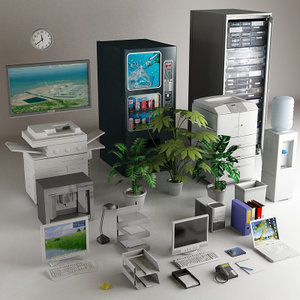 office clutter desk computers 3d model