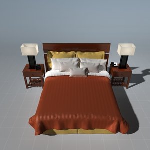 3ds max bed night stand alarm clock