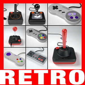 retro controllers pack 3d model