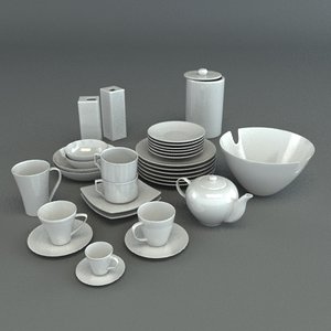3d model set porcelain tableware