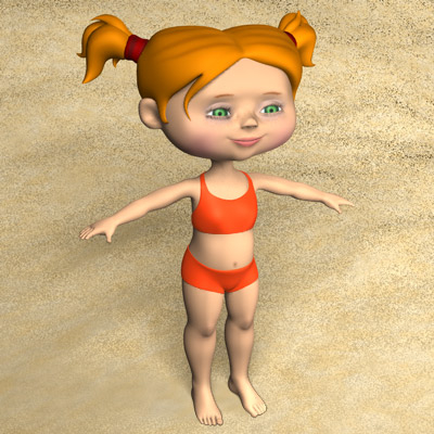 little girl katya bathing 3d model