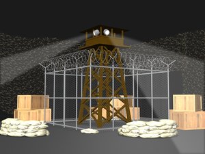 wwii prison stalag tower 3d model