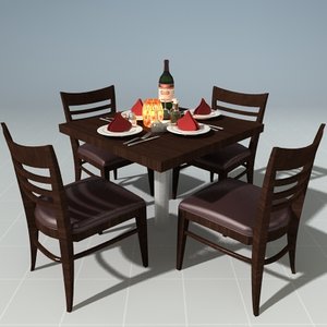3d dinner table setting model