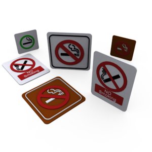 3d model of smoking sign