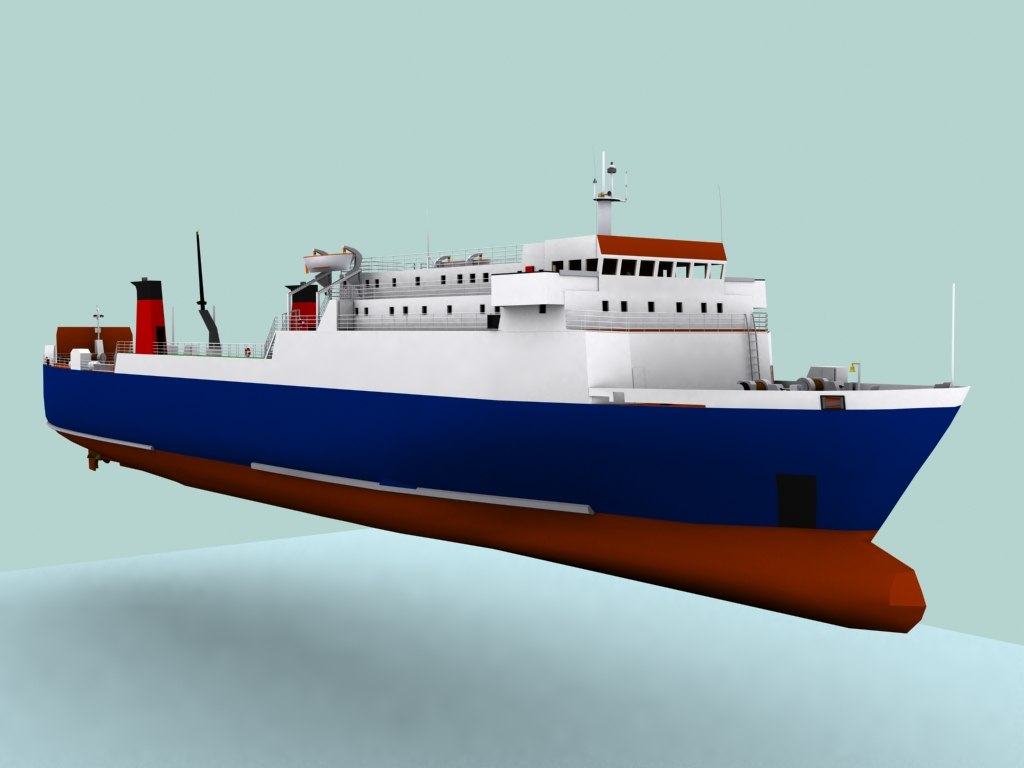 roro ferry vessel ship 3d  model