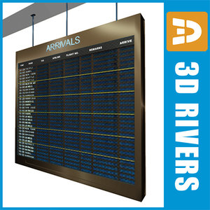 arrival indicator board airport 3d model