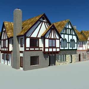 old world european townhouses 3d max