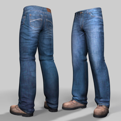 man jeans boots 3d model